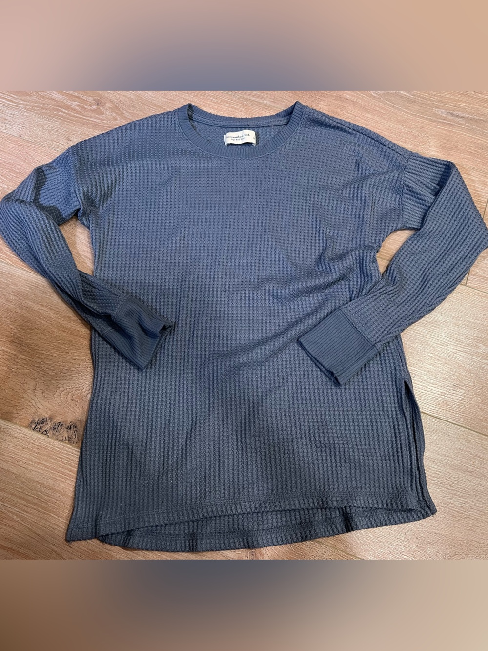 Abercrombie & fitch A&F soft cozy Thermal Waffle Long Sleeve Top shirt Blue